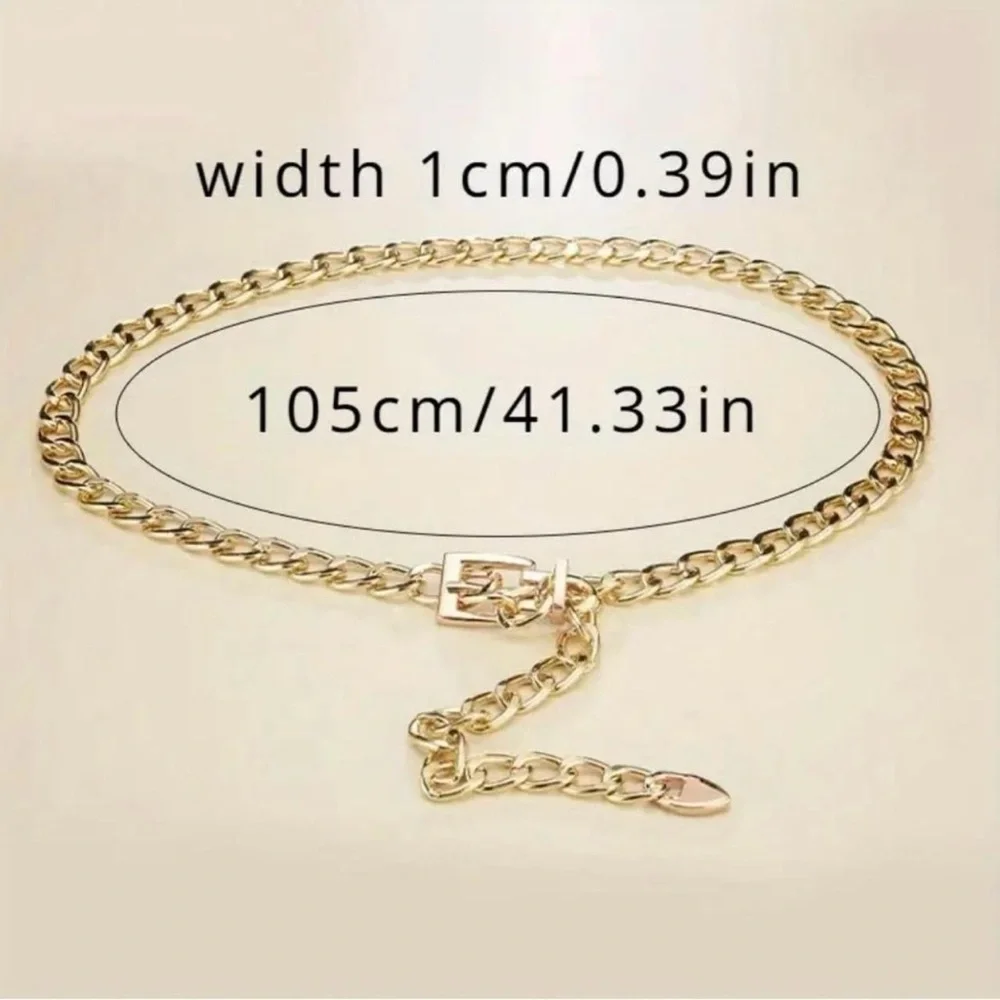 Stylish Chain Belt Casual‎ Golden Plated Metal Waist Chain Adjustable One Size